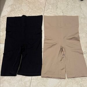 Black and Tan High-Waisted Shapewear Shorts